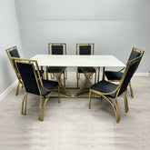 Amelia White Ceramic Table with Windsor Dining Chair