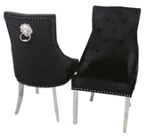 Bentley Chrome Black Velvet Dining Chair SOLID FURNITURE