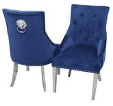 Bentley Chrome Blue Velvet Dining Chair SOLID FURNITURE