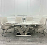 Venice Marble Table with Chelmsford Beige Chairs SOLID FURNITURE