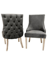 Kensington Grey Fabric Deep Button Back Chairs SOLID FURNITURE LTD