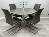 Tokyo Round Dining Table Set with 4 Grey Chairs – Modern UK Dining Room