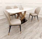 Orion Gold 1.8 Dining Table with Etta Beige Chairs SOLID FURNITURE