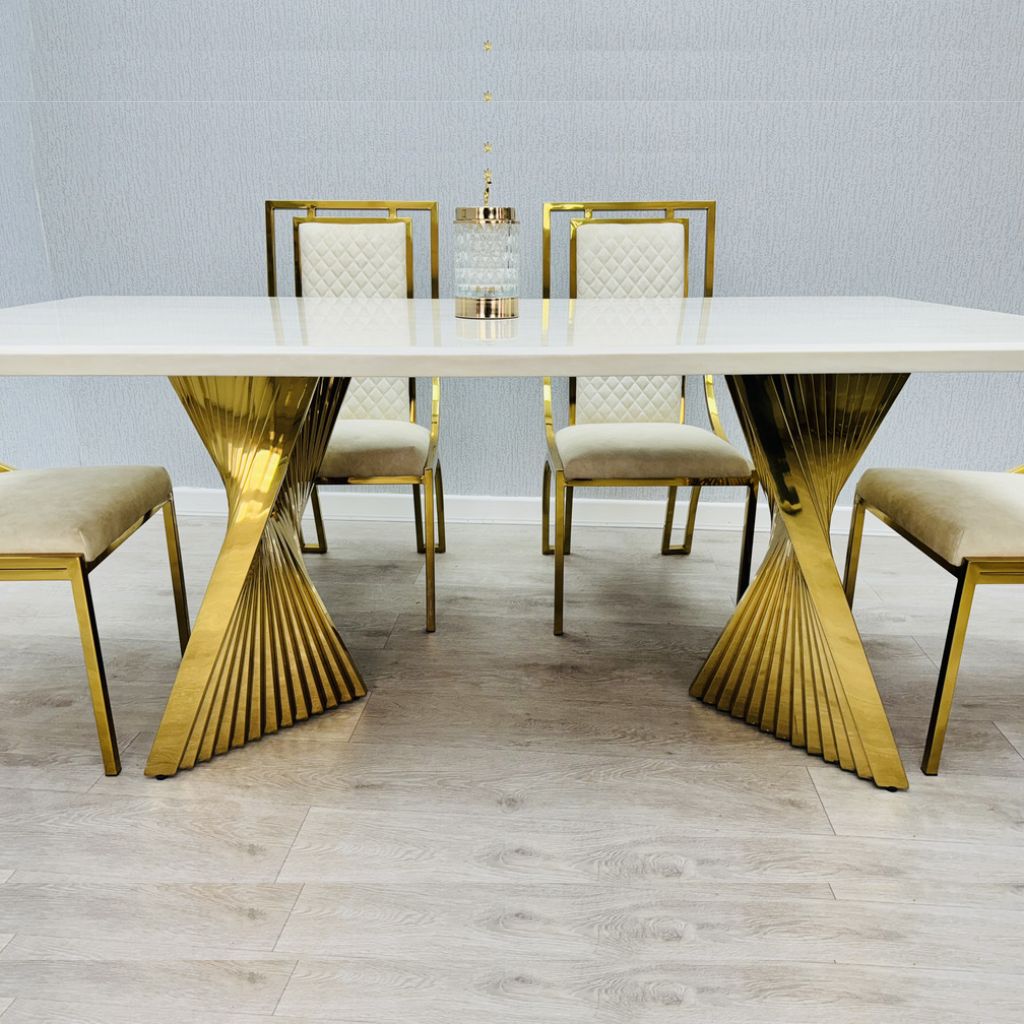 Ravello Cream & Gold Table with Windsor Cream Chairs