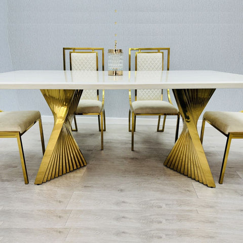 Ravello Cream & Gold Table with Windsor Cream Chairs