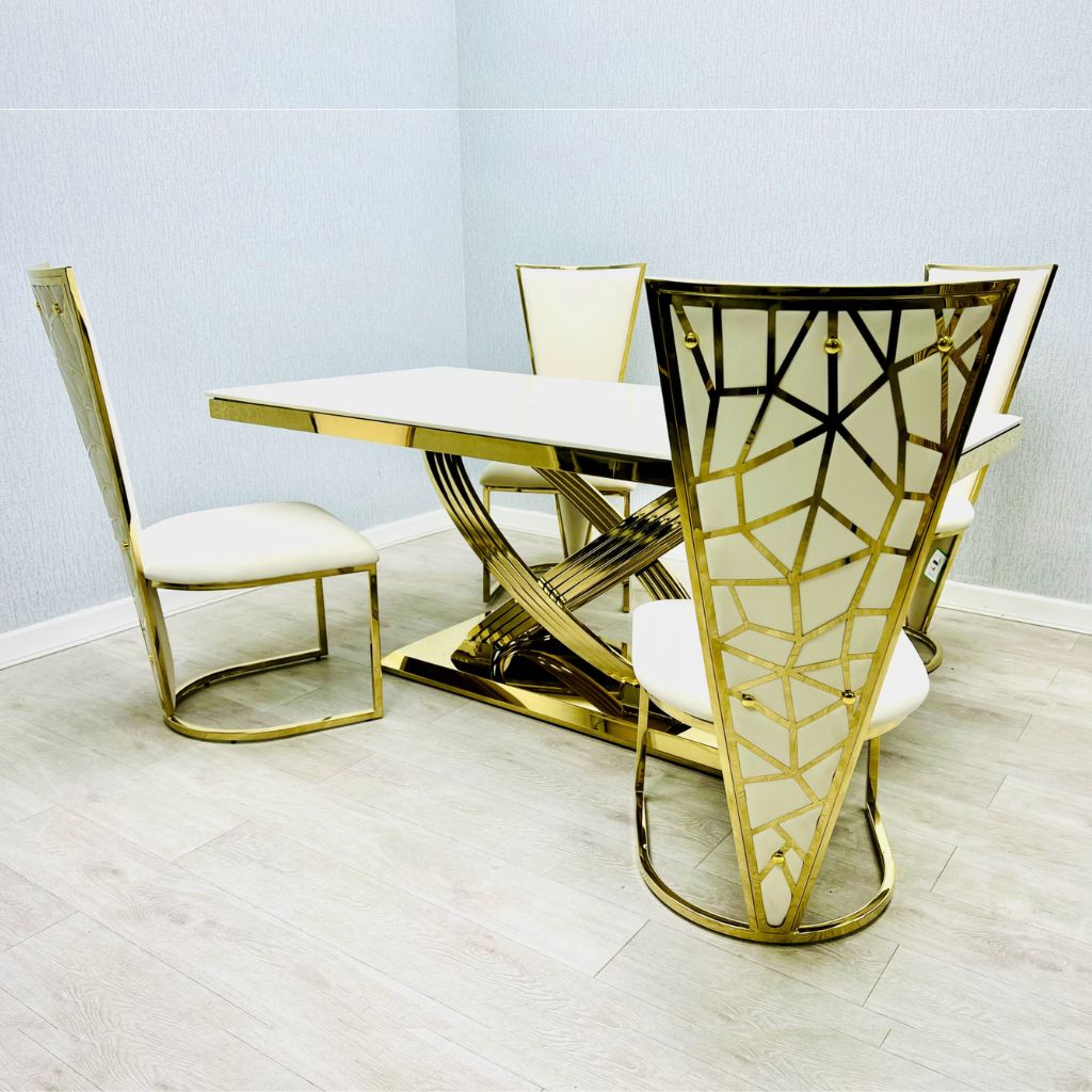 Elina Gold Marble Dining Table
