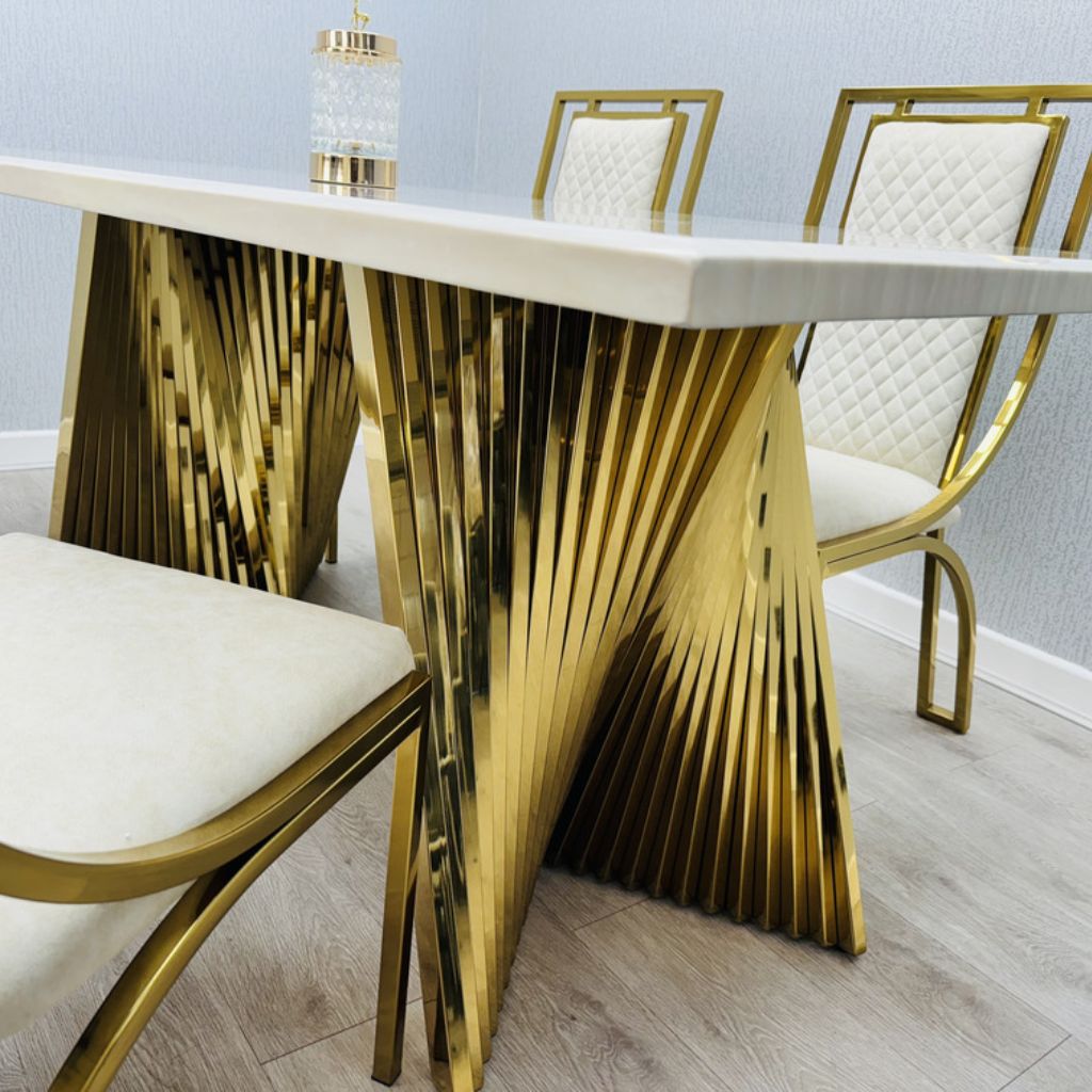 Ravello Cream & Gold Table with Windsor Cream Chairs