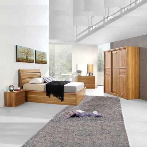 High Gloss Alexandra Oak Solid with Headboard