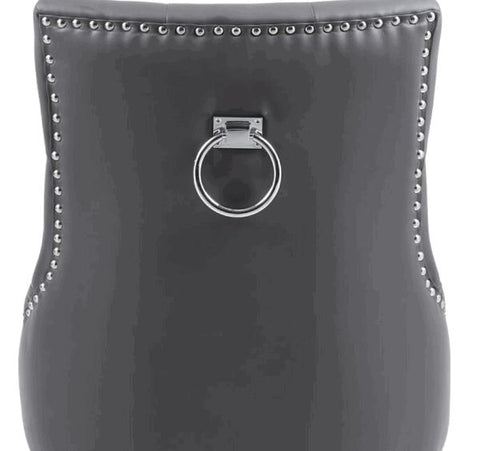 Pair of Valencia Grey PU Leather Dining Chair Ring Knocker
