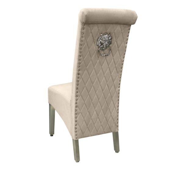 Sofia Plush Velvet Fabric Dining Chairs With Lion Knocker