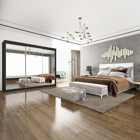 Chicago Black Sliding Door Wardrobe