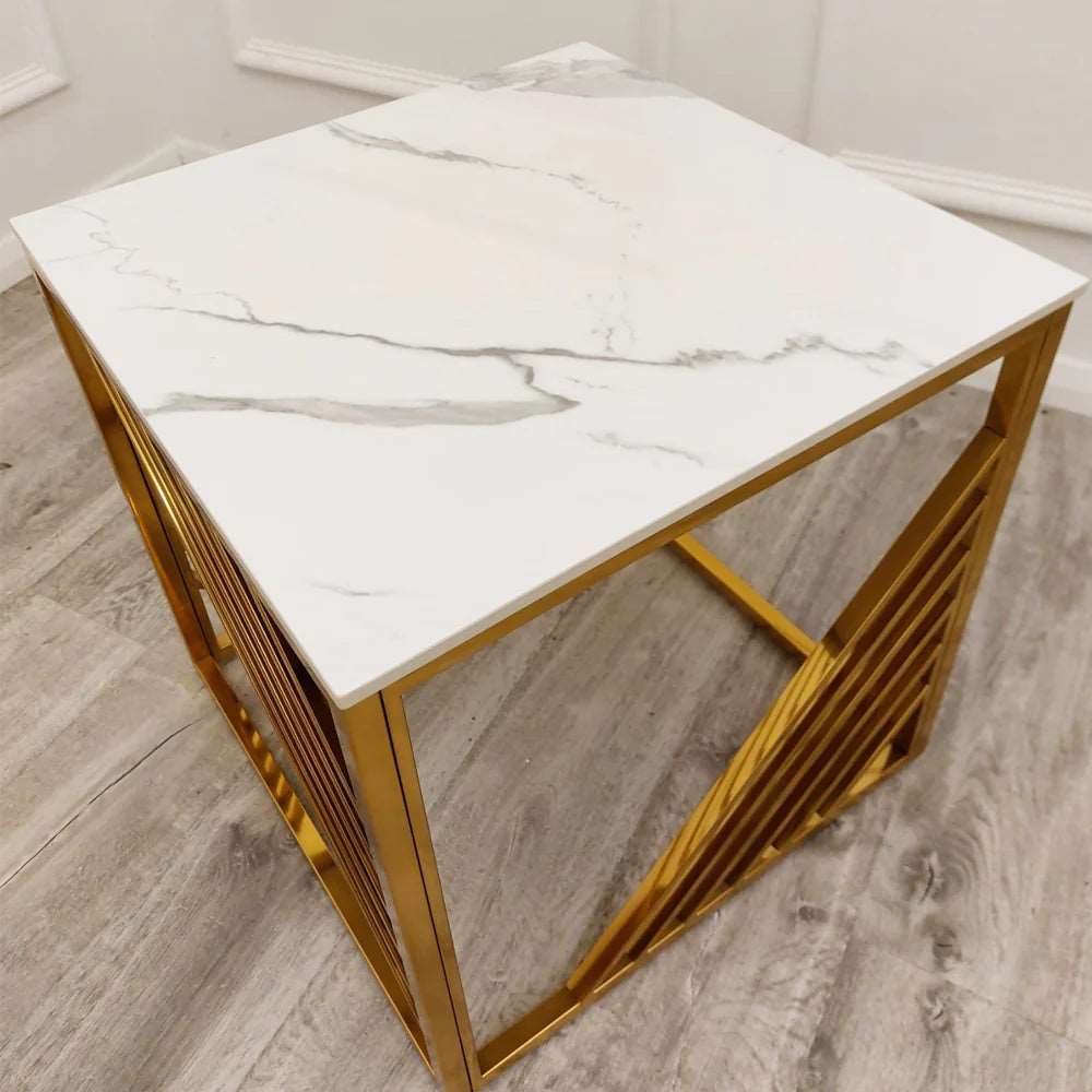 SINTERED STONE TOP AZURE LAMP TABLE SOLID FURNITURE UK