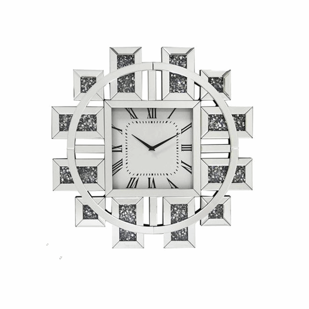 Axel Crushed Diamond Wall Clock Solid Furniture UK