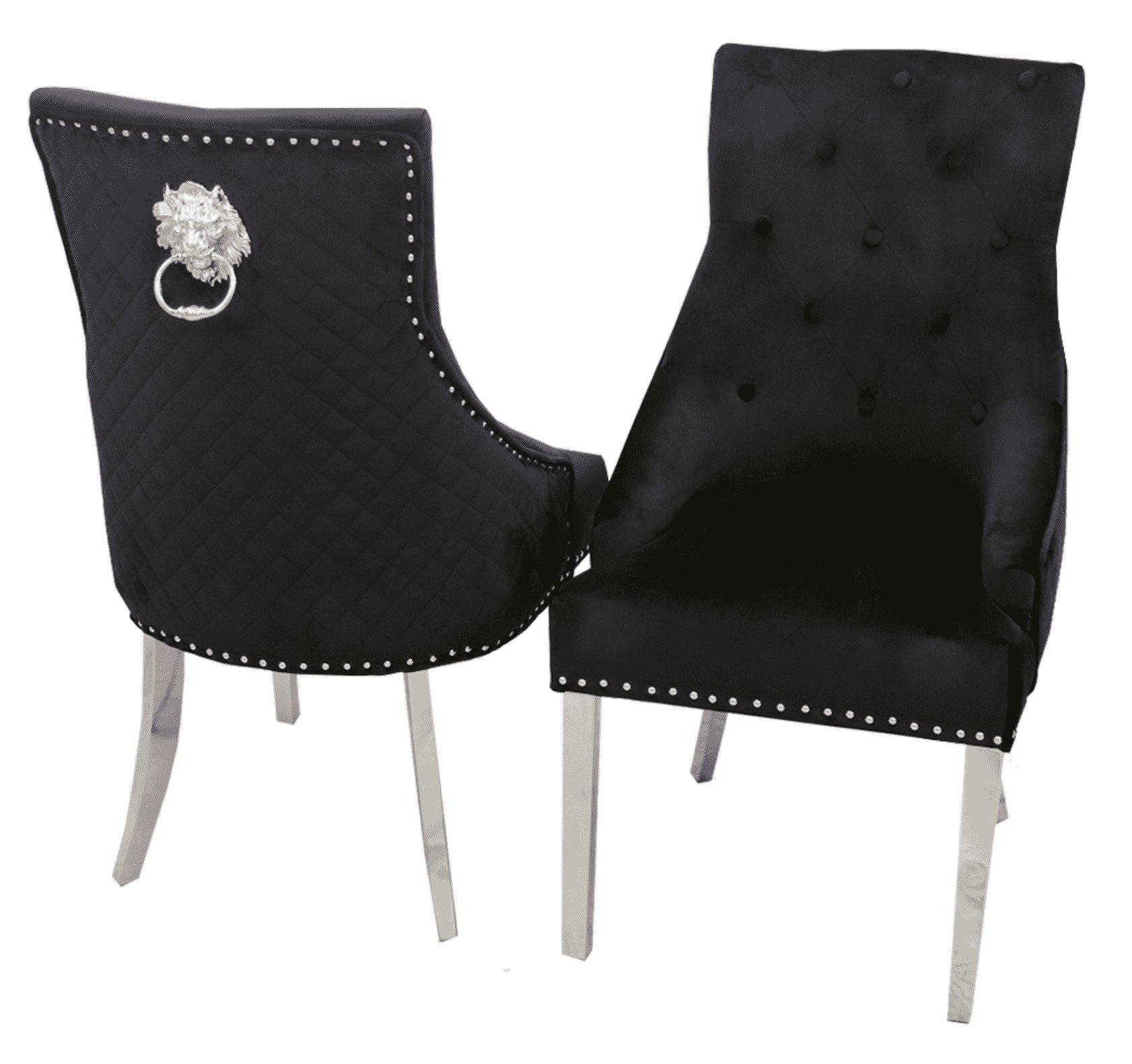 Bentley Chrome Black Velvet Dining Chair SOLID FURNITURE