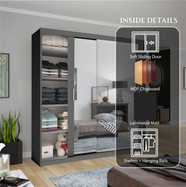 CHICAGO GREY WARDROBE SOLID FURNITURE LTD