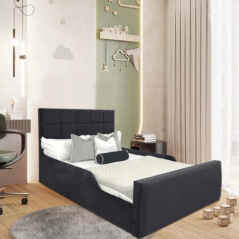 Carter Kids Bed Plush Velvet with Safety Siderails - Exclusive Interior