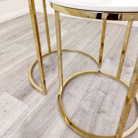 Cato nest of 2 gold side tables solid furniture uk