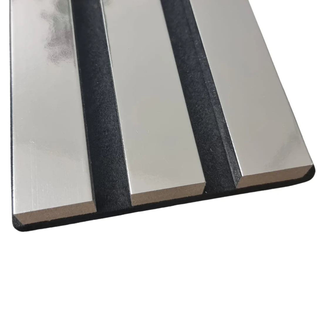 Chrome Metallic Acoustic Wood Slatted Wall Panels