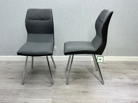 Zermatt Grey Dining Chair – Faux Leather & Fabric Upholstered Seating - Exclusive Interior