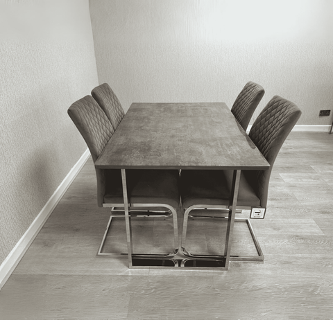Tokyo Dining Set with 4 Grey Chairs SOLID FURNITURE LTD