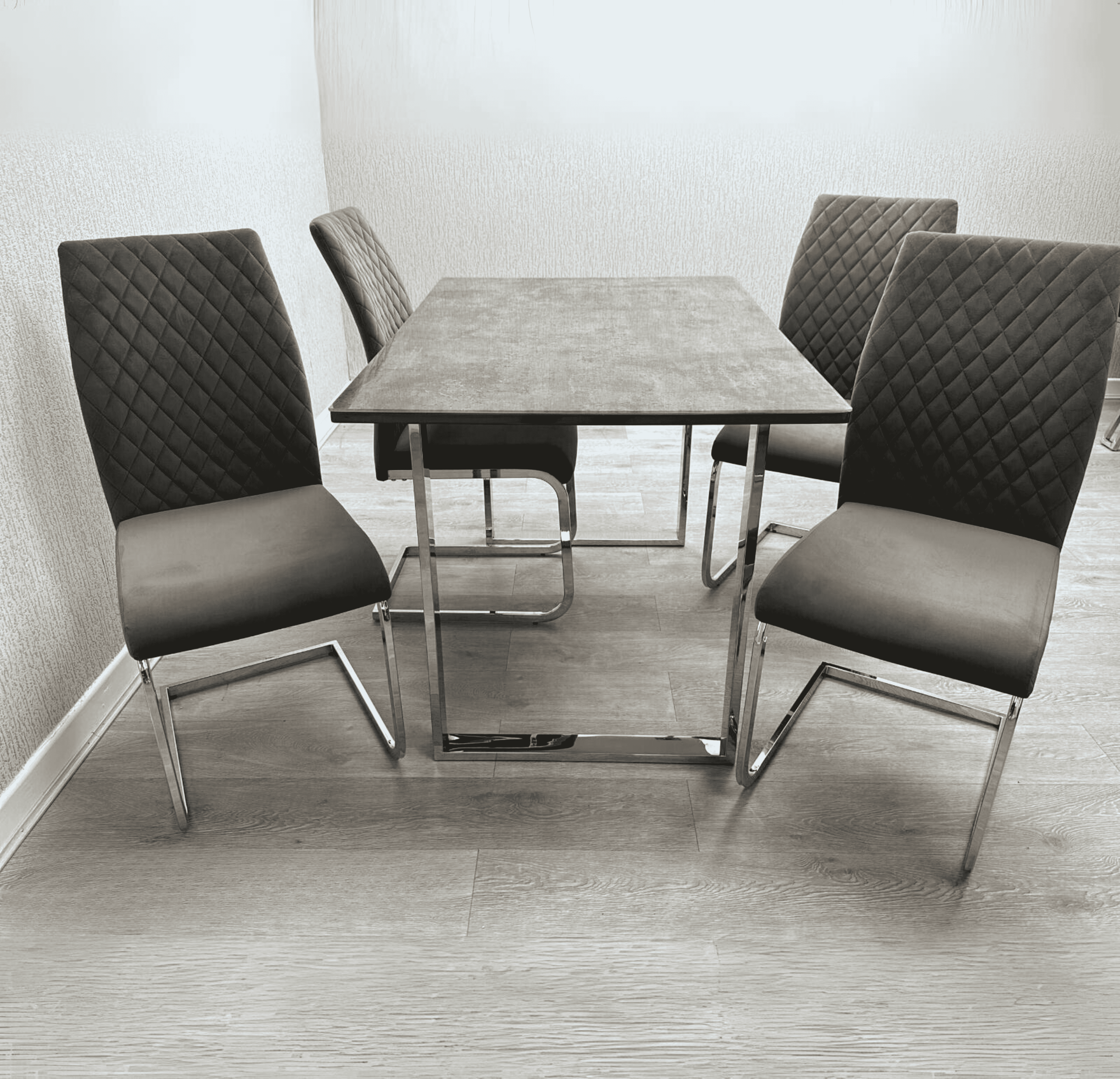 Tokyo Dining Set with 4 Grey Chairs SOLID FURNITURE LTD