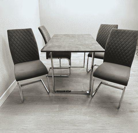 Tokyo Dining Set with 4 Grey Chairs SOLID FURNITURE LTD