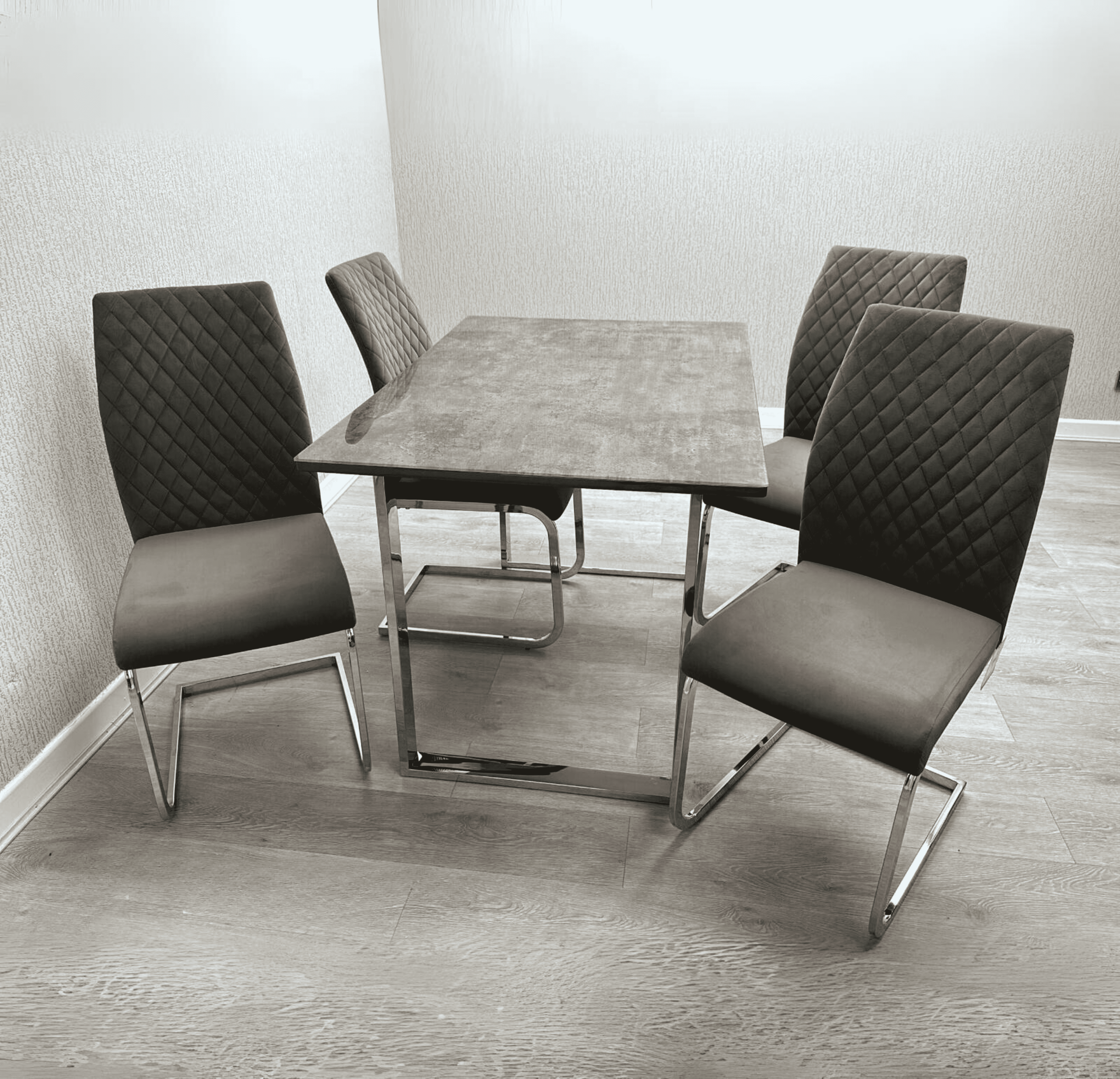 Tokyo Dining Set with 4 Grey Chairs SOLID FURNITURE LTD