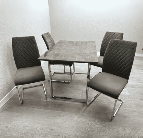 Tokyo Dining Set with 4 Grey Chairs SOLID FURNITURE LTD