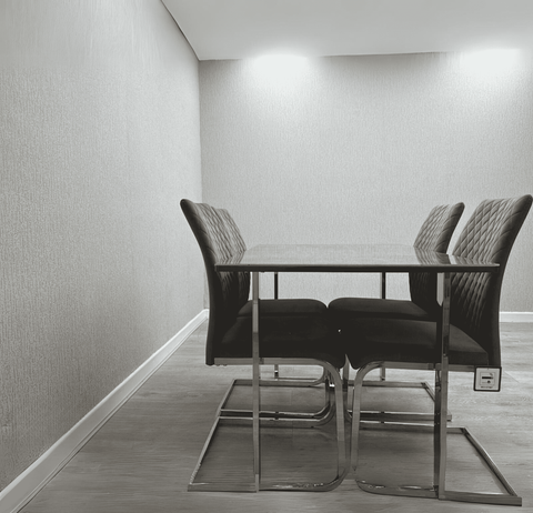 Tokyo Dining Set with 4 Grey Chairs SOLID FURNITURE LTD