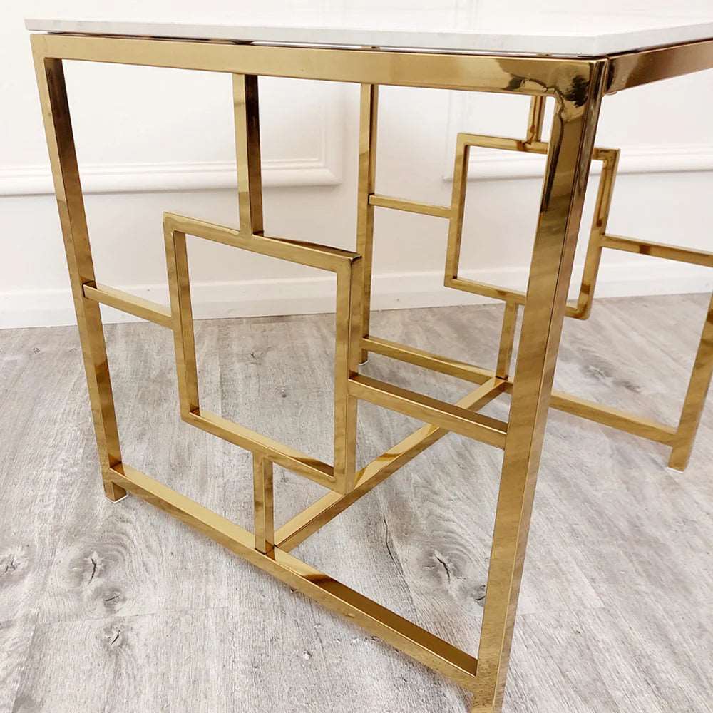 Gold Frame Geo Gold Lamp Table Solid Furniture UK