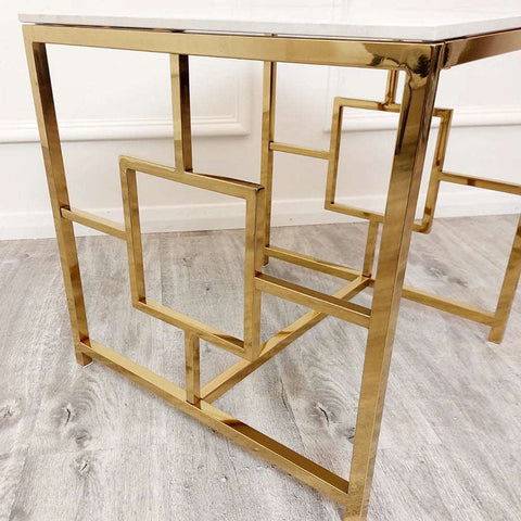 Gold Frame Geo Gold Lamp Table Solid Furniture UK