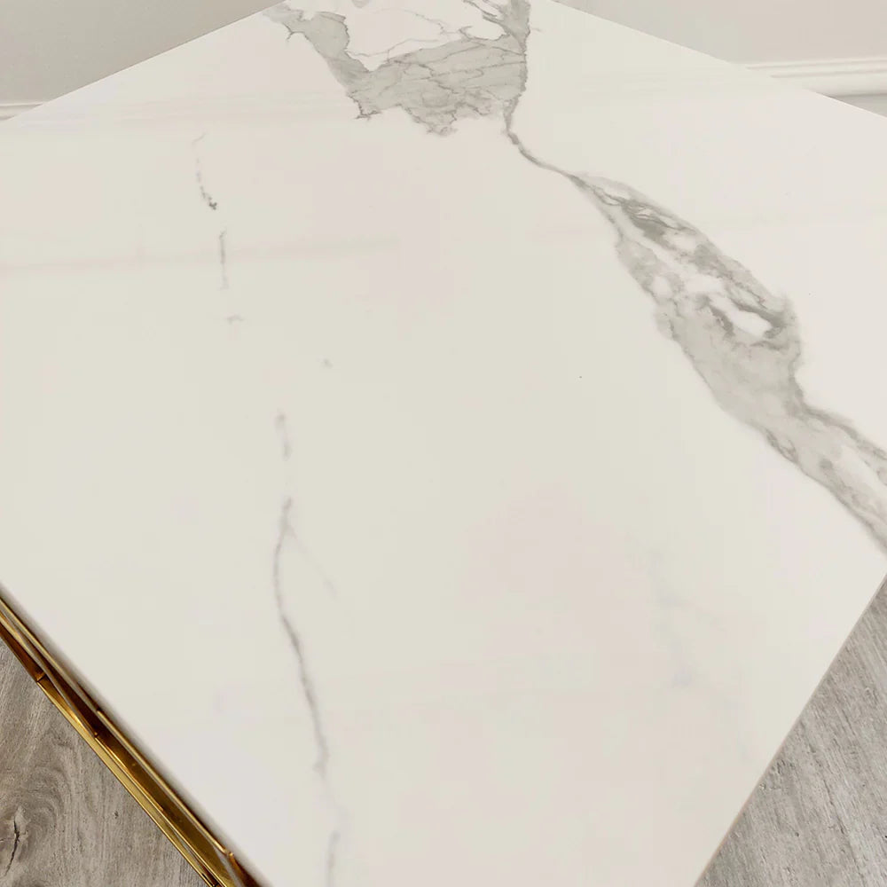 Sintered Stone Geo Gold Lamp Table Solid Furniture UK