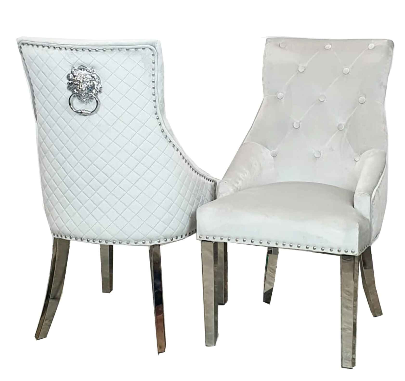 Bentley Chrome Light Grey Velvet Dining Chair SOLID FURNITURE