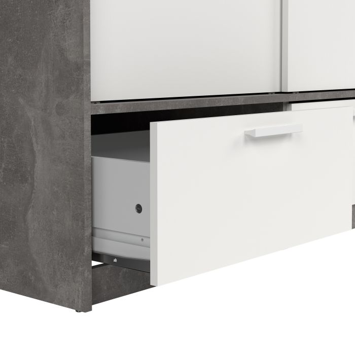 Line White & Concrete Sliding Door Wardrobe - Exclusive Interior