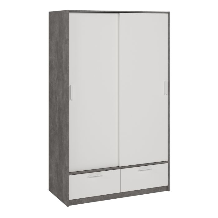 Line White & Concrete Sliding Door Wardrobe - Exclusive Interior