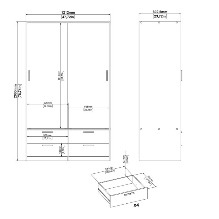 Dimensions of Line Wardrobe 