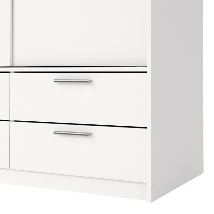 Line White Wardrobe with 6 Drawers