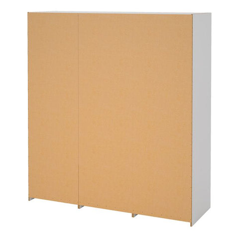 Backside View of Line White Wardrobe with 3 Doors 6 Drawers