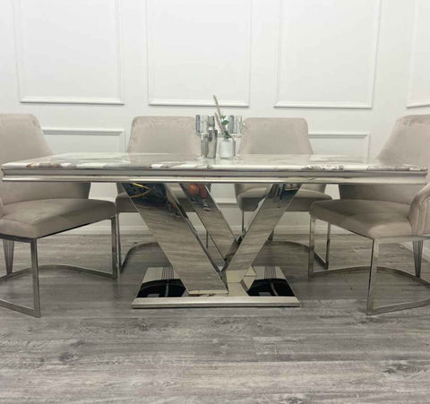 Venice Marble Table with Chelmsford Beige Chairs SOLID FURNITURE