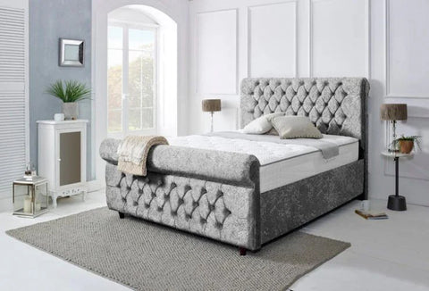Melbourne Fabric Bed in Grey Color 
