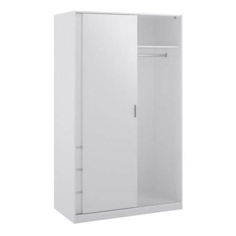 Sliding Feature of Naia High Gloss White 2 Doors Wardrobe