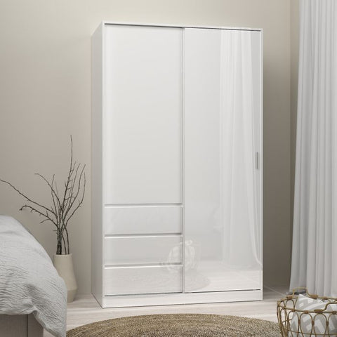 Naia High Gloss White 2 Doors Wardrobe