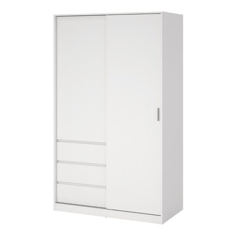 Naia White 2 Doors Wardrobe with 3 draers 
