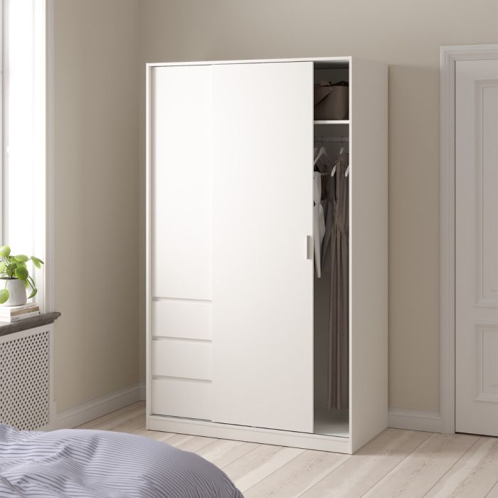 Naia White Wardrobe with sliding door 