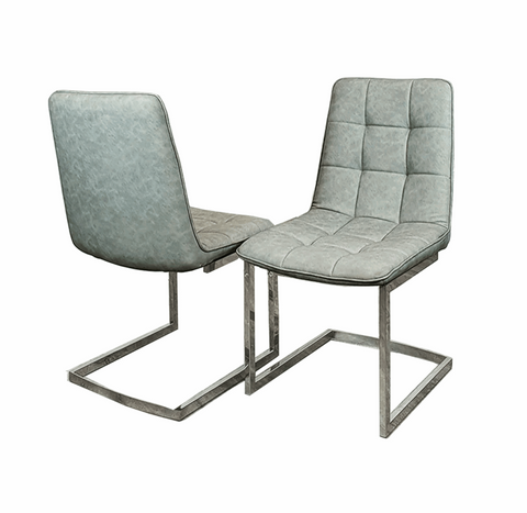 Pair of Tara Light Grey Faux Leather Dining Chair Solid Furniture UK