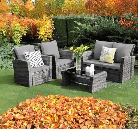 Rattan 4 Seater Dining Set Outdoor Furniture Waterproof 