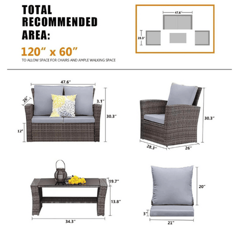 Rattan 4 Seater Dining Set Outdoor Furniture Waterproof 