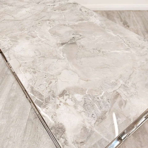 Stella Stone Top Chrome Frame Coffee Table Solid Furniture UK