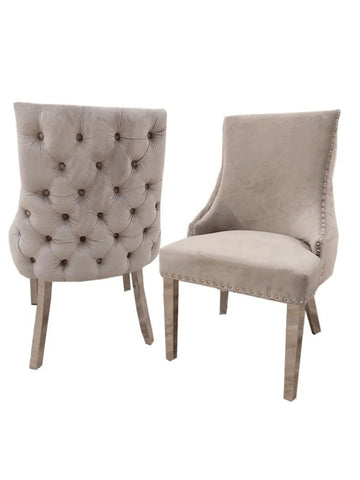 Kensington Grey Fabric Deep Button Back Chairs SOLID FURNITURE LTD