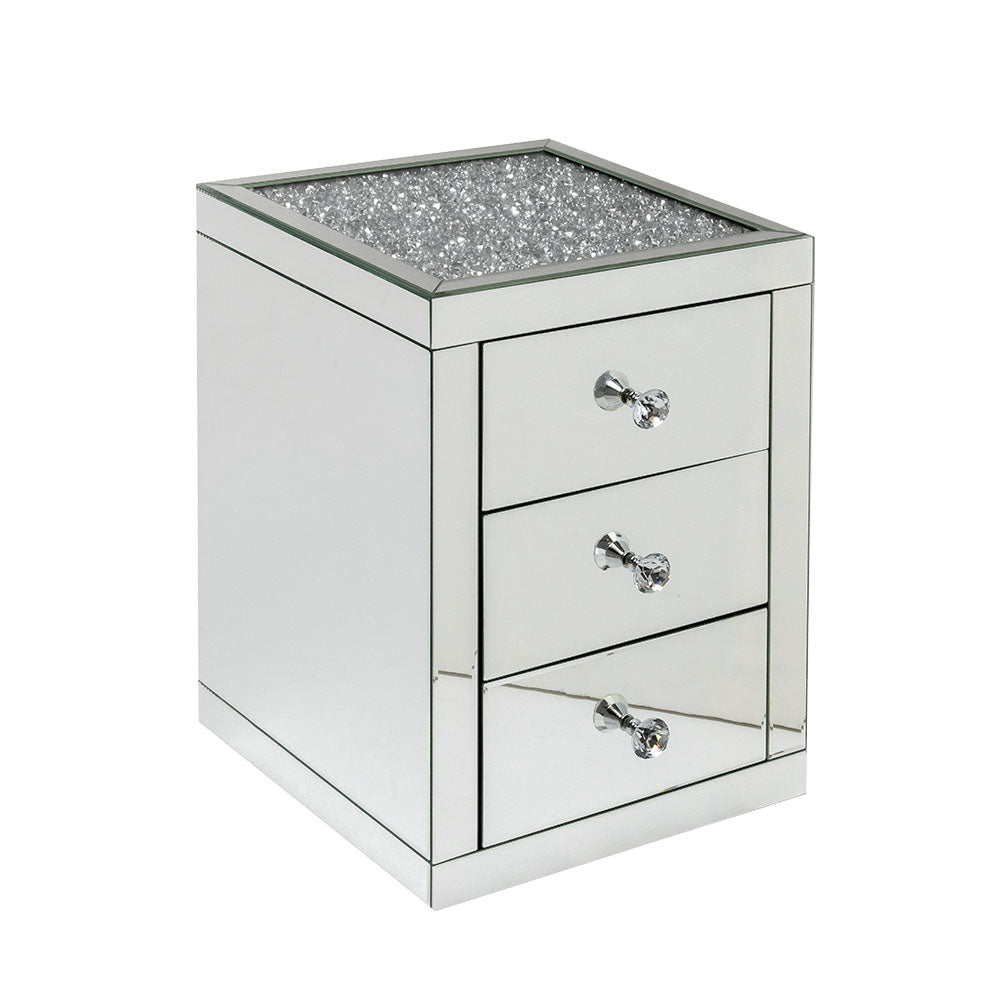 Crushed Top 3 Drawer Bedside Table Eco Furnishing